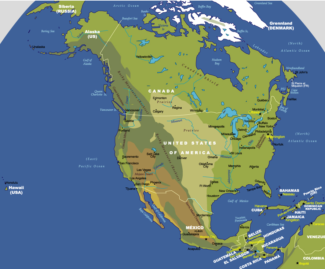 Моря и реки озера северной америки. Карта Северной Америки географическая. Северная Америка на карте физическая карта. Северная Америка Америка. Северная Америка материк.