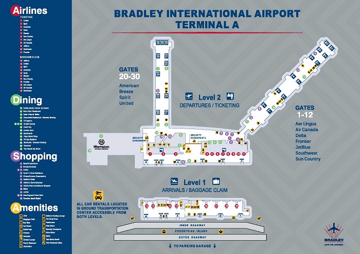 Bradley International Airport in Hartford, USA - Airlines-Airports