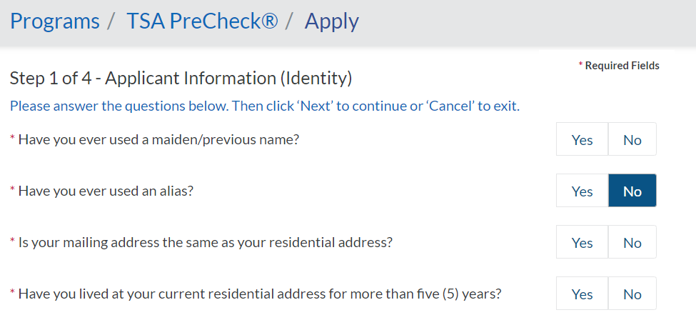 TSA Precheck Application Procedure