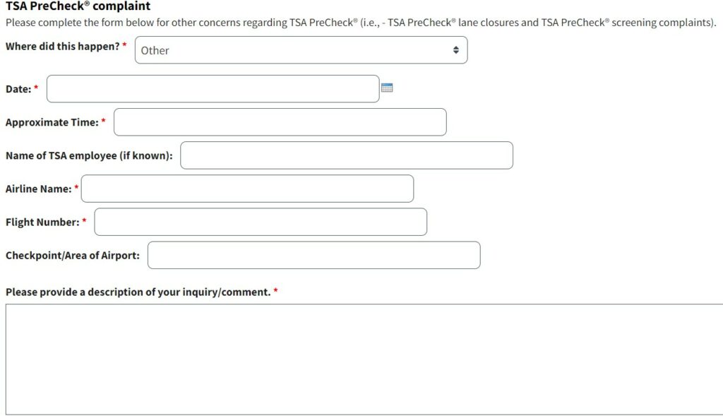 TSA Precheck Complaint