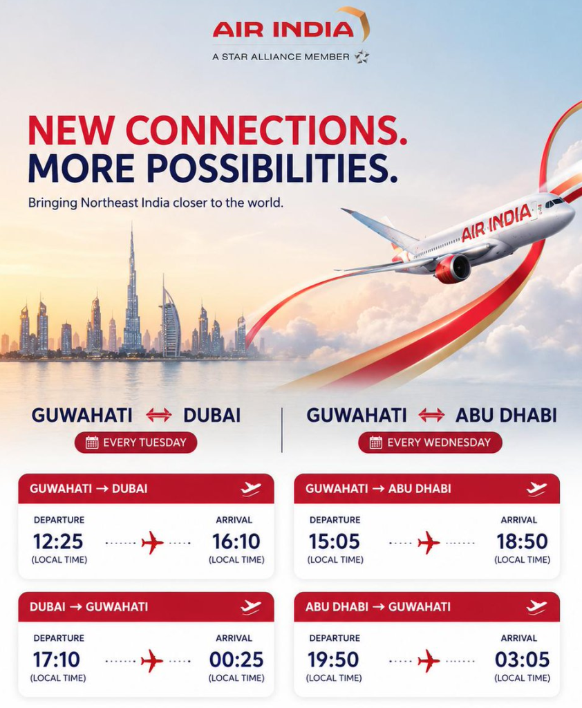 Air India Launches Direct Guwahati–Dubai & Abu Dhabi